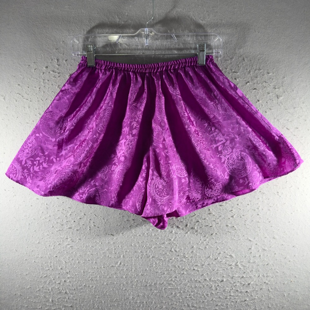 3193 | Vintage 90s Victoria's Secret Satin Jacquard Tap Shorts Purple Floral S